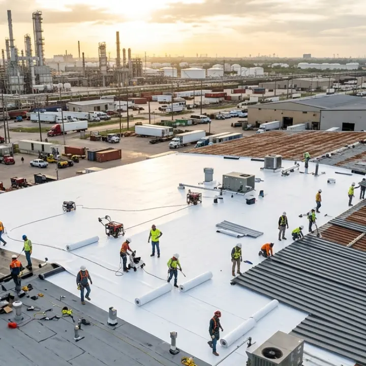 Commercial roofing in Pasadena, TX for flat roof buildings.