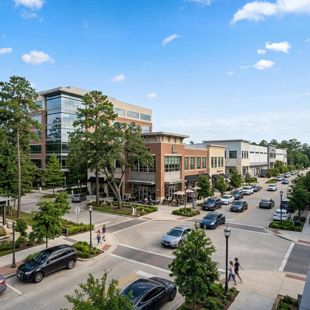 Commercial roofing in The Woodlands, TX for offices, retail centers, and warehouses