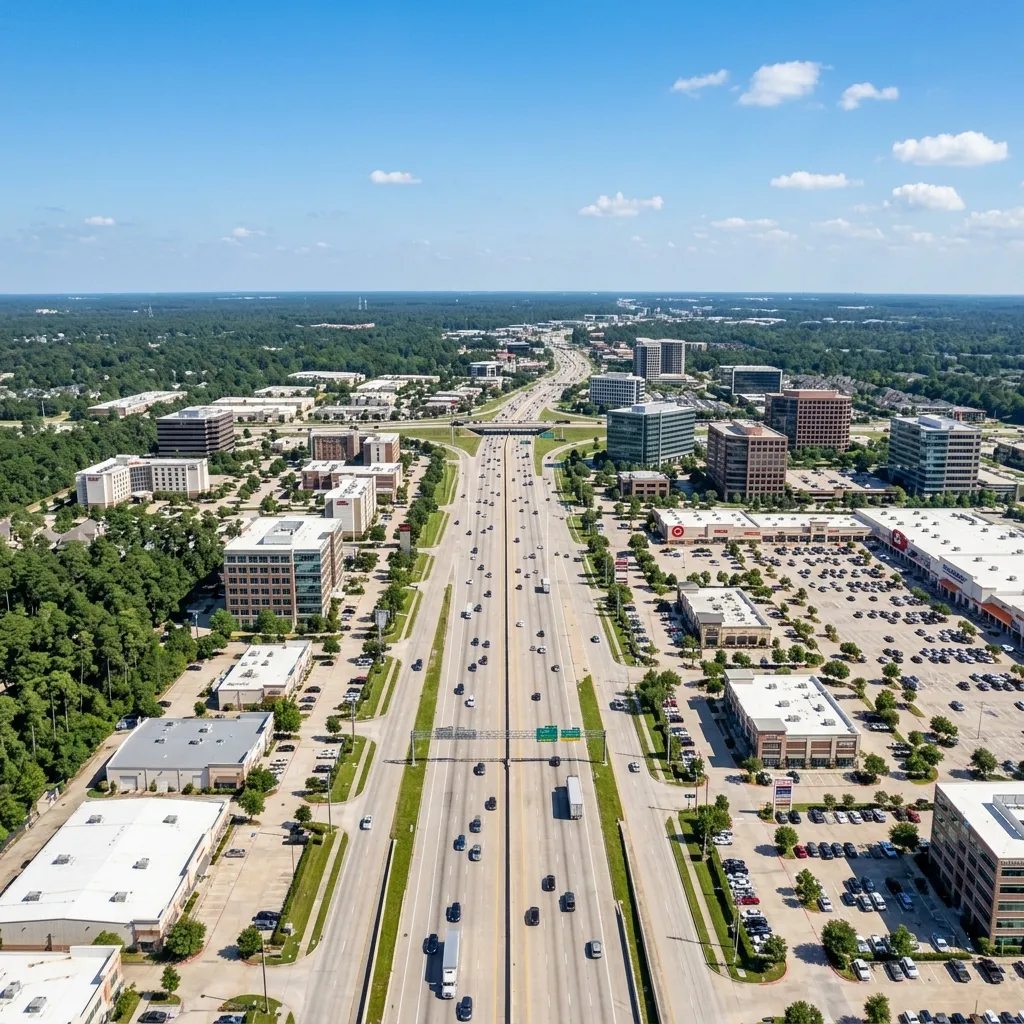 Commercial district in Spring, TX