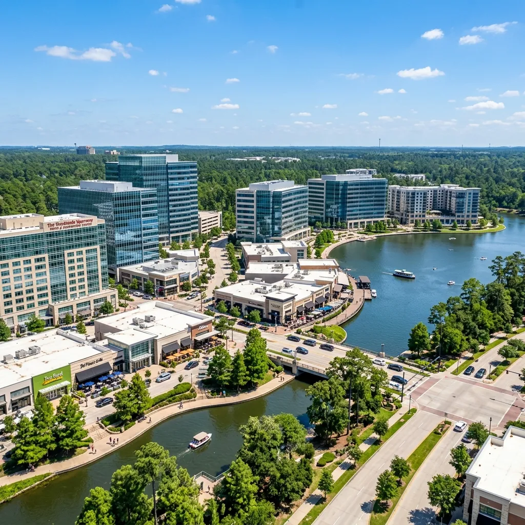 Commercial district in The Woodlands, TX