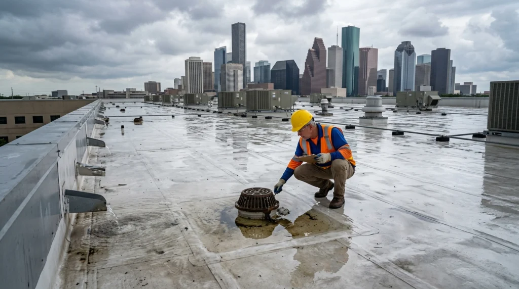 Ponding Water on Flat Roofs Houston